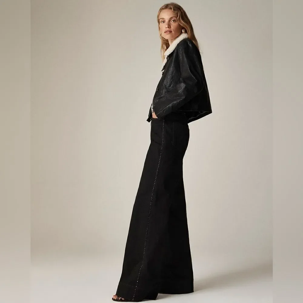 NWT J CREW Embellished denim trouser in Black Rinse